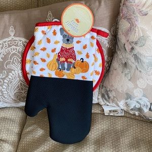 🍁 🐶 🍁 NWT Gourmet Club Dog w/Pumpkins Oven Mitt & Pot Holder